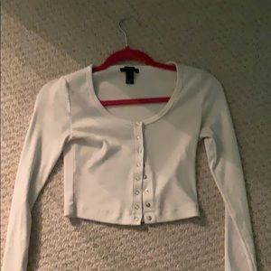 Cropped button up long-sleeve shirt